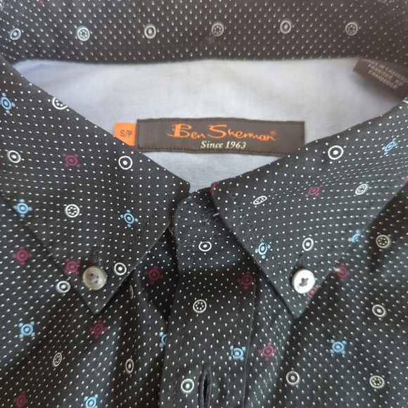 Ben Sherman Black Geometric Print Long Sleeve Button Down Shirt - Picture 6 of 12